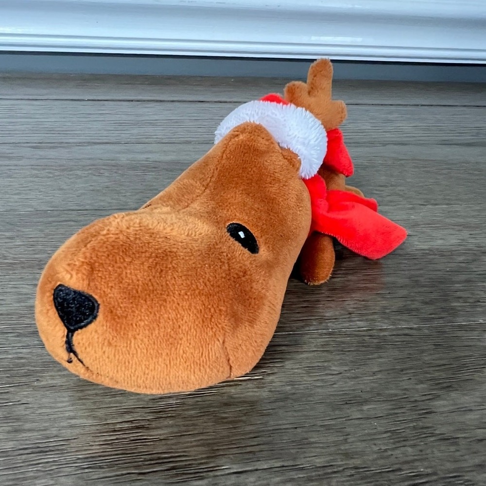 My First Christmas Mini Santa Dog Plush Brown Stuffed Animal Red Scarf Holiday